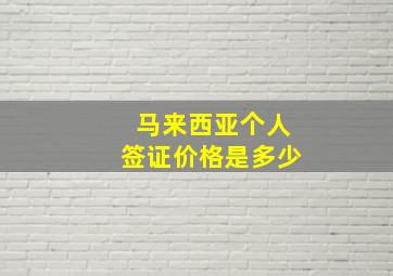 马来西亚个人签证价格是多少