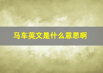 马车英文是什么意思啊