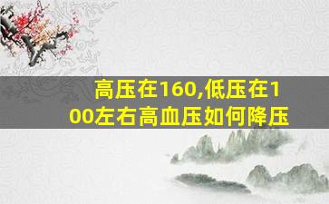 高压在160,低压在100左右高血压如何降压