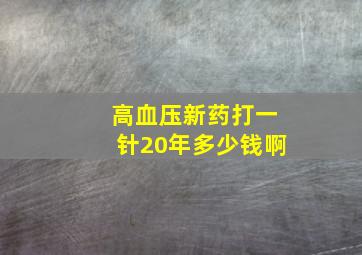 高血压新药打一针20年多少钱啊