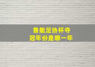 鲁能足协杯夺冠年份是哪一年