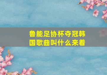 鲁能足协杯夺冠韩国歌曲叫什么来着