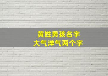 黄姓男孩名字大气洋气两个字