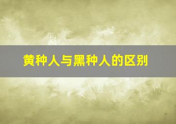 黄种人与黑种人的区别