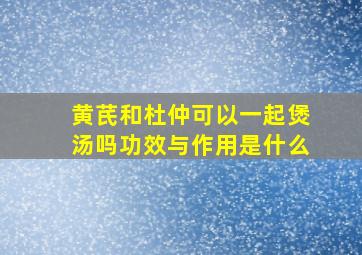 黄芪和杜仲可以一起煲汤吗功效与作用是什么