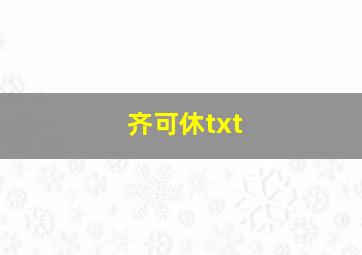 齐可休txt