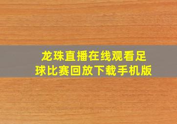 龙珠直播在线观看足球比赛回放下载手机版