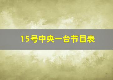 15号中央一台节目表