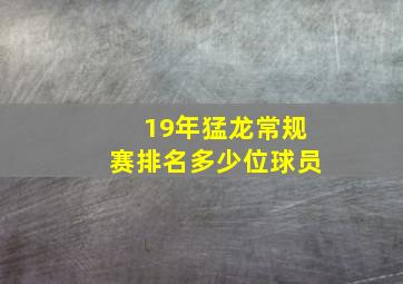 19年猛龙常规赛排名多少位球员