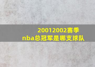 20012002赛季nba总冠军是哪支球队