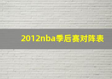 2012nba季后赛对阵表