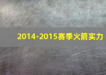 2014-2015赛季火箭实力