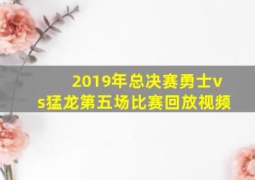 2019年总决赛勇士vs猛龙第五场比赛回放视频