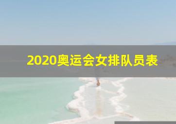 2020奥运会女排队员表