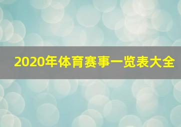 2020年体育赛事一览表大全