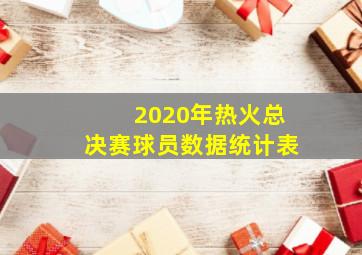 2020年热火总决赛球员数据统计表