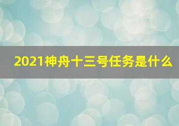 2021神舟十三号任务是什么