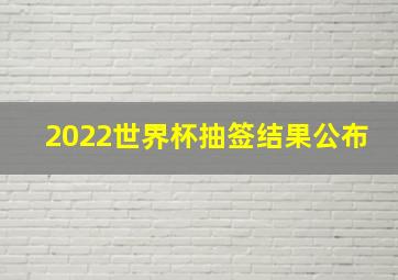 2022世界杯抽签结果公布