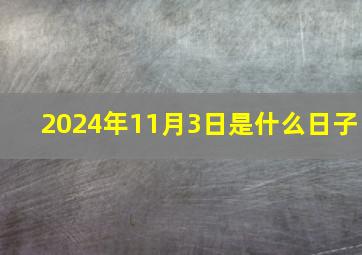 2024年11月3日是什么日子