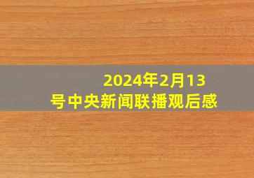 2024年2月13号中央新闻联播观后感