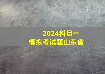 2024科目一模拟考试题山东省