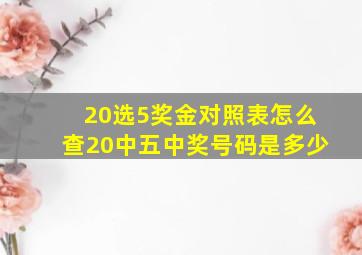 20选5奖金对照表怎么查20中五中奖号码是多少