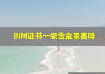 BIM证书一级含金量高吗