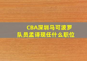 CBA深圳马可波罗队员孟译现任什么职位