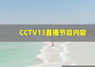 CCTV13直播节目内容