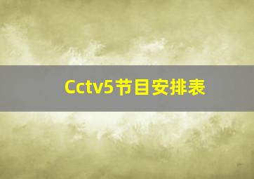 Cctv5节目安排表