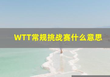 WTT常规挑战赛什么意思