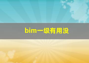 bim一级有用没