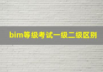 bim等级考试一级二级区别