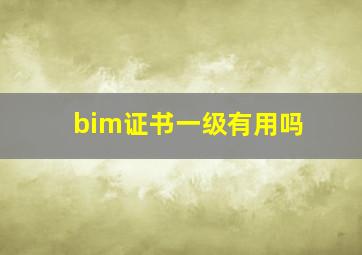 bim证书一级有用吗