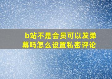 b站不是会员可以发弹幕吗怎么设置私密评论