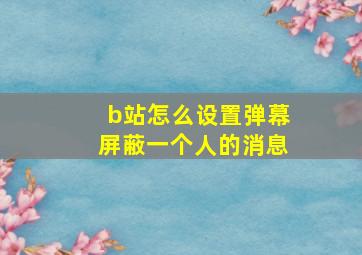 b站怎么设置弹幕屏蔽一个人的消息