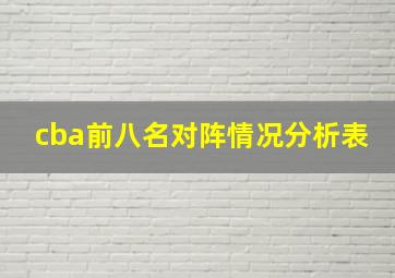 cba前八名对阵情况分析表