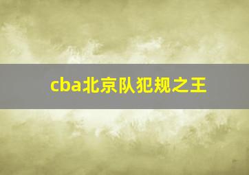 cba北京队犯规之王