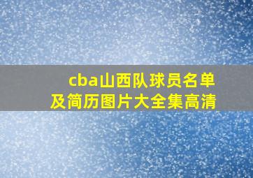 cba山西队球员名单及简历图片大全集高清