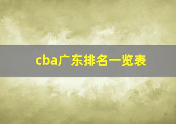 cba广东排名一览表