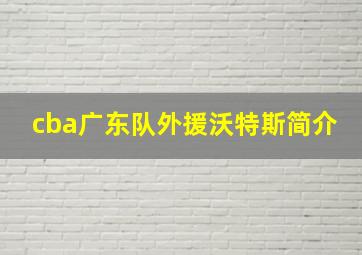 cba广东队外援沃特斯简介