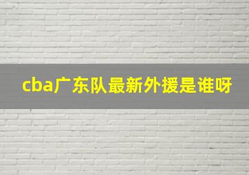 cba广东队最新外援是谁呀