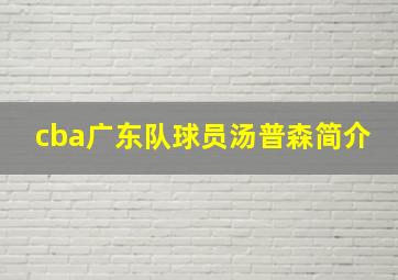 cba广东队球员汤普森简介