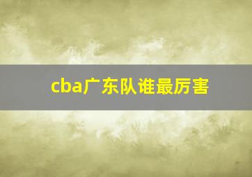 cba广东队谁最厉害