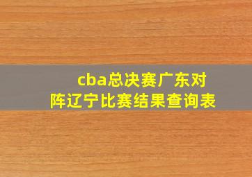 cba总决赛广东对阵辽宁比赛结果查询表