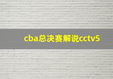 cba总决赛解说cctv5