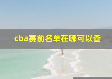 cba赛前名单在哪可以查