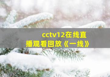 cctv12在线直播观看回放《一线》