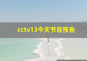 cctv13今天节目预告