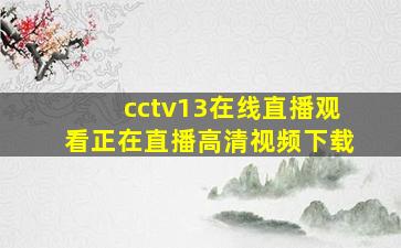 cctv13在线直播观看正在直播高清视频下载